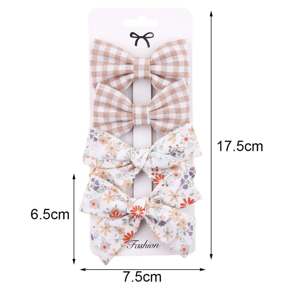 CACTU Set 4 Kẹp Tóc Nơ Họa Tiết Dễ Thương Cho Bé Gái