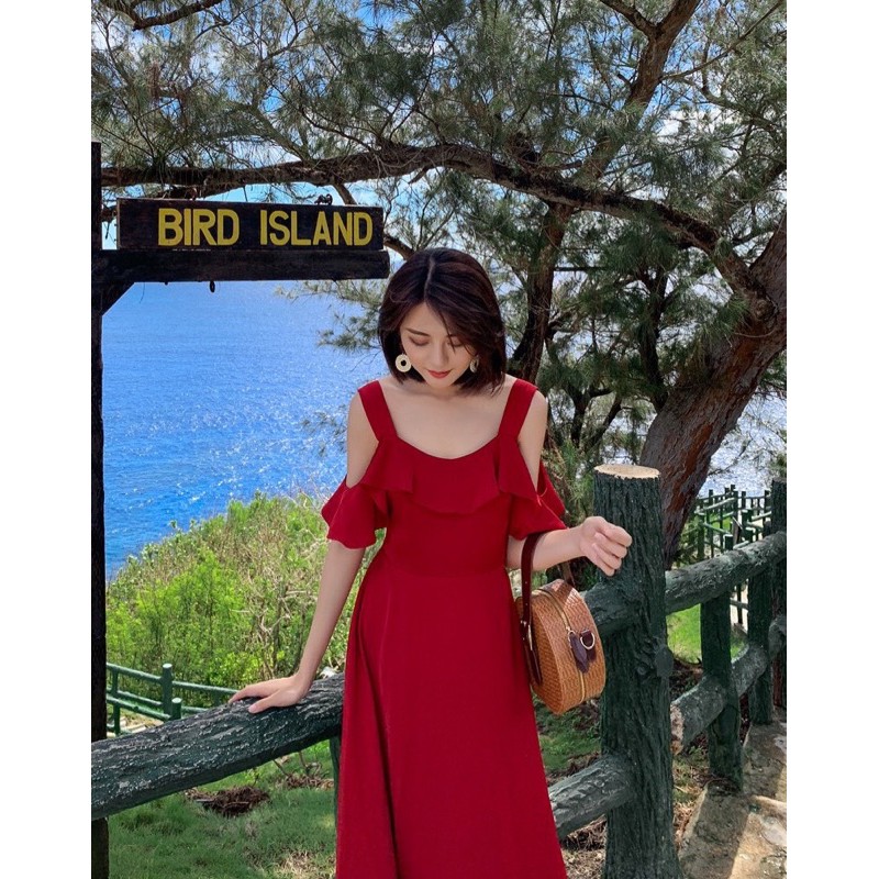 Đầm maxi xoè nơ đi chơ du lịch biển, Đầm maxi nữ dáng dài xoè cao cập | BigBuy360 - bigbuy360.vn