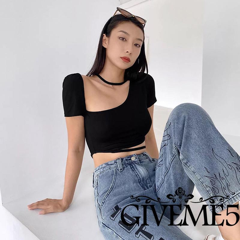 Áo Thun Tay Ngắn Màu Trơn Thời Trang Cho Nữ