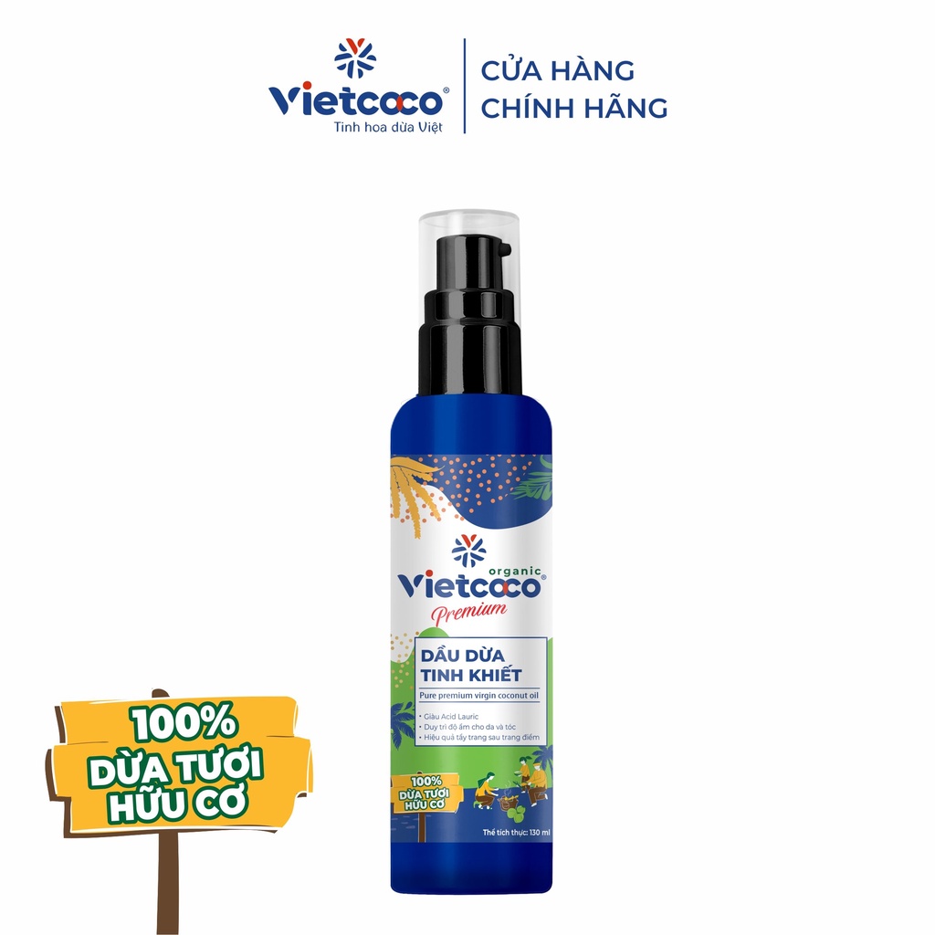 130ml - Dầu dừa tinh khiết mỹ phẩm Vietcoco dưỡng tóc, dưỡng da, dưỡng môi