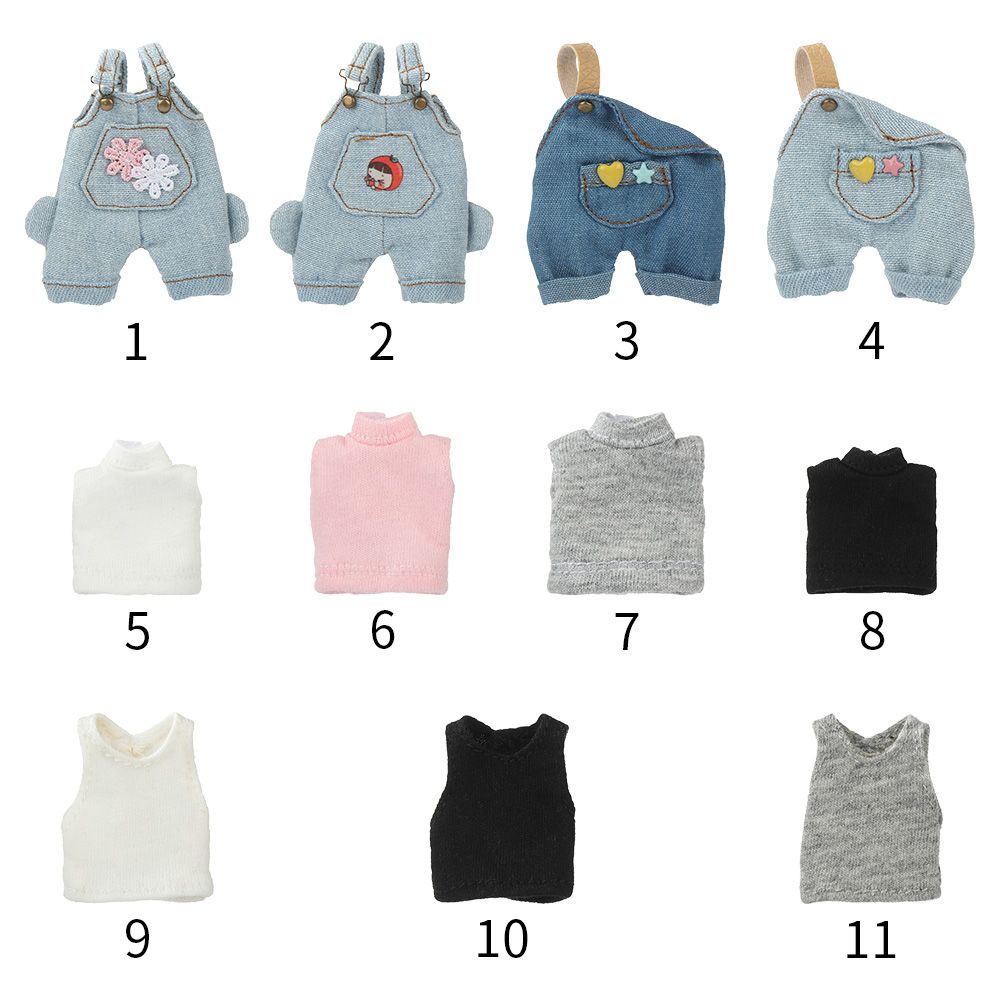 Quần yếm jean/ Áo phông thời trang chất lượng cao cho búp bê tỉ lệ 1/12