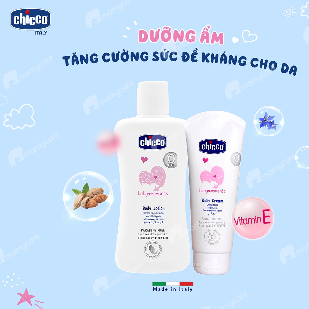 Sữa dưỡng thể chiết xuất Hạnh nhân Chicco 200ml cho bé từ sơ sinh - MAMYCARE