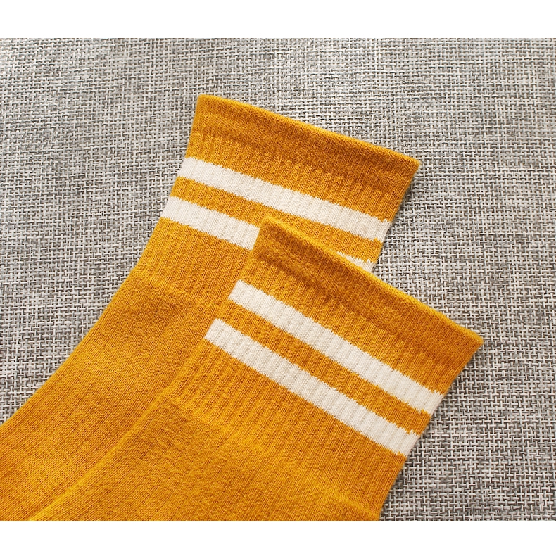 Tất chân thể thao bằng cotton trơn màu chất vải mềm phong cách Hàn Quốc cho nữ H&amp;G