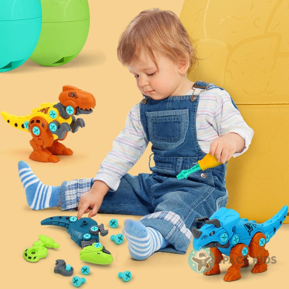 Đồ chơi trẻ em Trứng khủng long bạo chúa, mô hình khủng long tự lắp ghép Space Kids cho bé