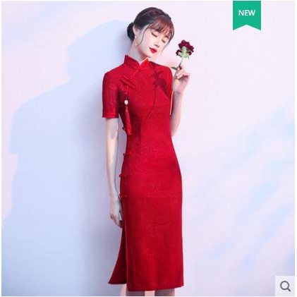 💥 [Order]  Sườn xám dài màu đỏ ngắn + dài tay