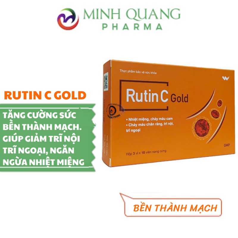 Rutin C gold Hộp 30 viên tăng đề kháng, tăng tính bền mạch máu, giảm chảy máu chân răng