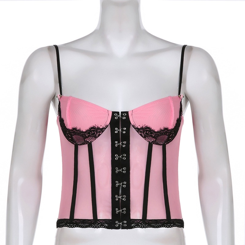 Crop Top Nữ Dạng Ren Lưới Hai Dây Gợi Cảm