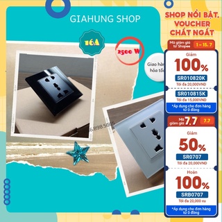 Ổ cắm điện âm tường 3 chấu, ổ điện mặt kính cao cấp hình vuông