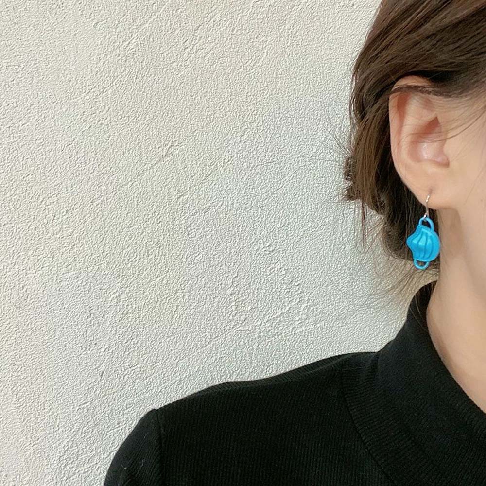 MXGOODS Colorful Face Geometric Hook Mask Shape Dangle Earrings