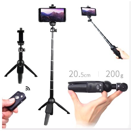 Gậy chụp hình tự sướng Yunteng kèm chân tripod + remote bluetooth YT-9928 ( Đen )