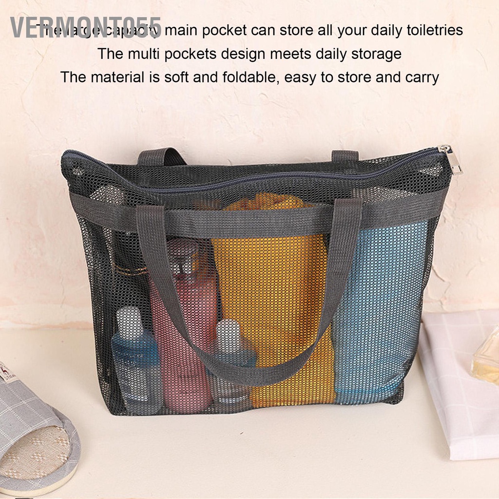 Vermont055 Túi xách tay đi biển trong mờ Đi vệ sinh tote để tắm Bơi màu đen