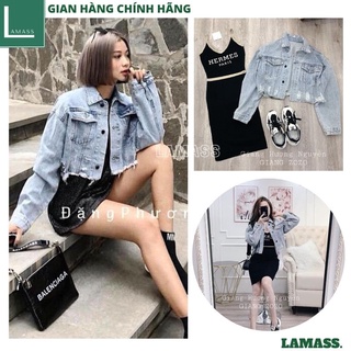 Áo khoác jeans bò croptop rách sau lưng kiểu dáng hàn quốc -LAMASS