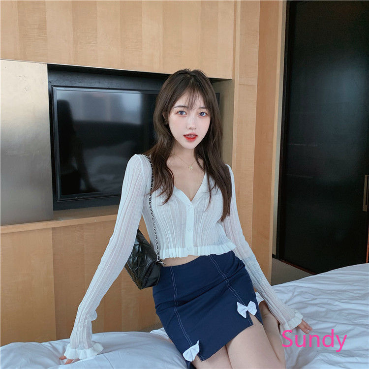 Áo Cardigan Dệt Kim Tay Dài Thiết Kế Ngọt Ngào Cho Nữ