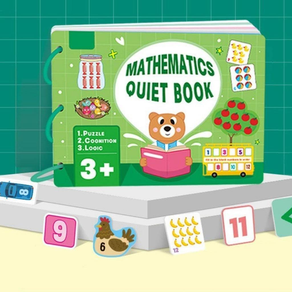 Học liệu Toán học thông minh đầu đời cho bé Mathematics Quiet Book,Học liệu bóc dán Montessori, Sách Bóc Dán Toán