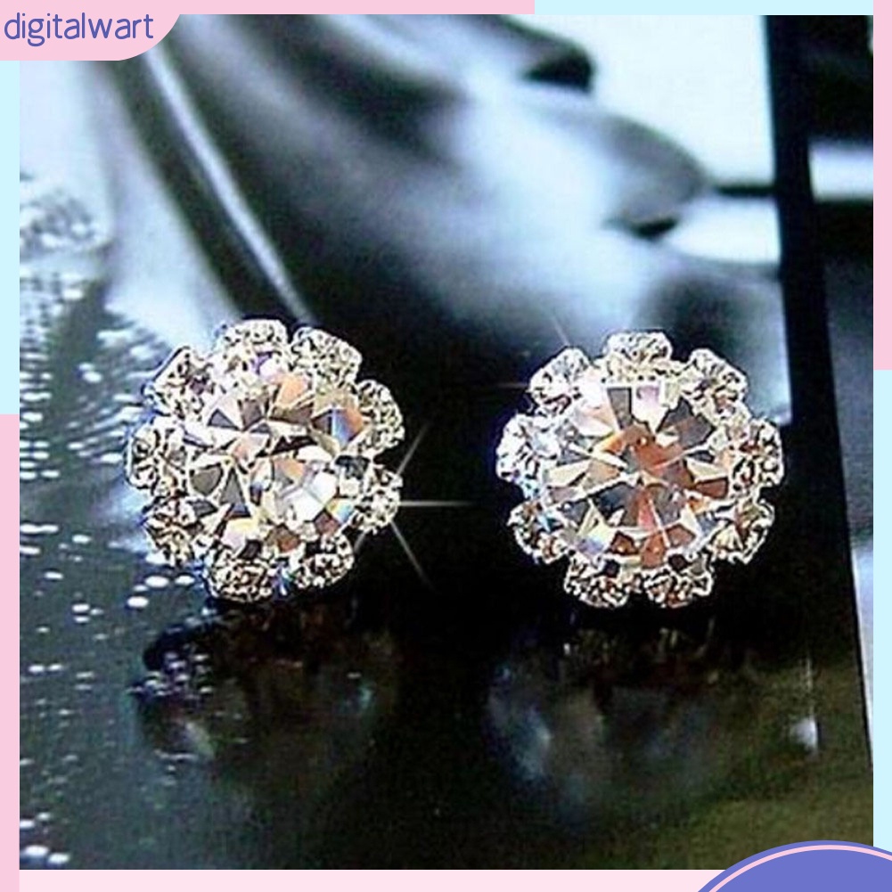 Cặp khuyên tai xỏ lỗ đính đá quý nhân tạo lấp lánh sang trọng cá tính dành cho nữ