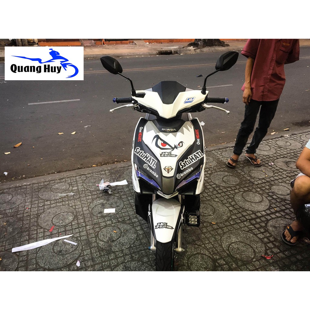 Tem trùm air blade trắng đen đời 2016-2019, độ team trùm ab dán phủ dàn áo xe trắng đen rẻ đẹp