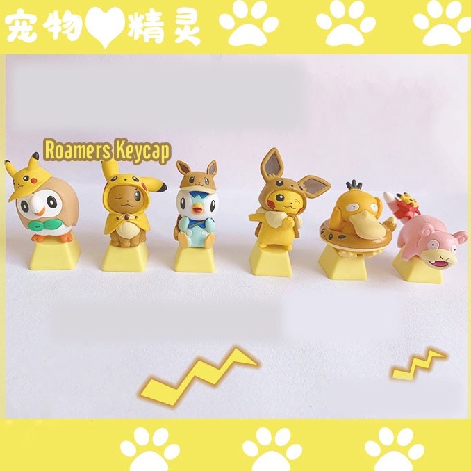 Keycap Hoạt Hình Nhân vật Pikachu dễ thương Pokemon Phím Lẻ R4 BackSpace Shift