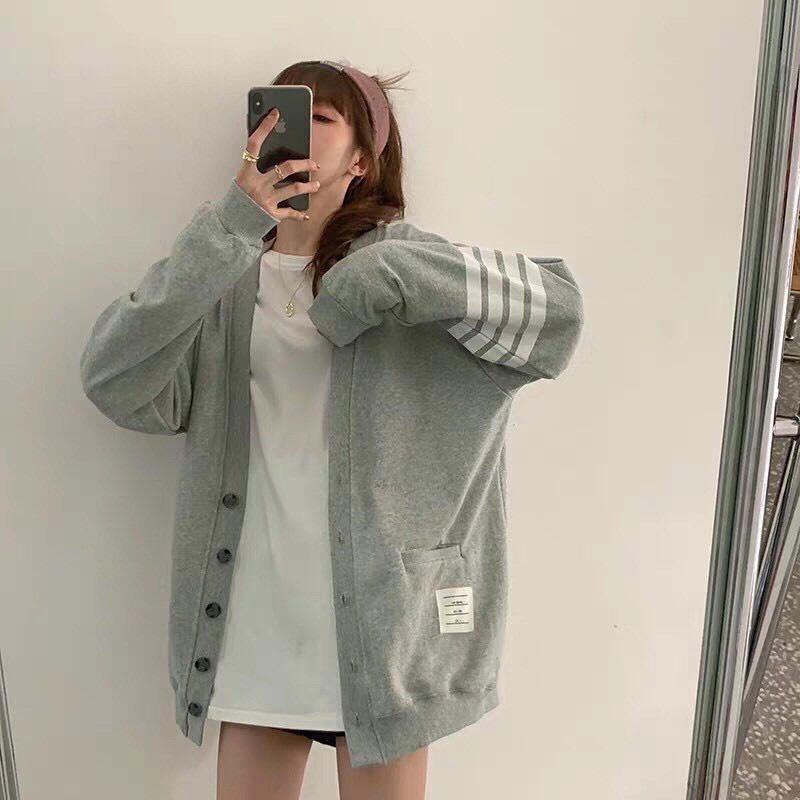  Áo Cadigan dáng rộng kẻ vạch tay nỉ da cá dày mịn đẹp cho nam nữ | BigBuy360 - bigbuy360.vn