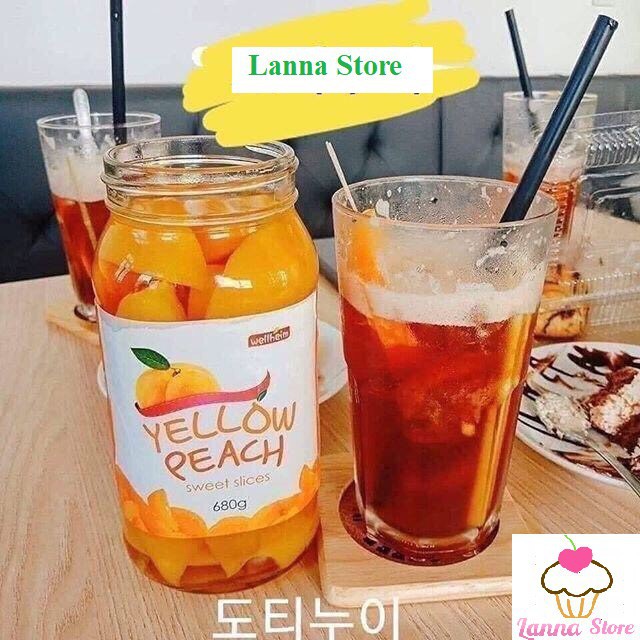 [ LÀM TRÀ ĐÀO] Đào ngâm Yellow Peach lọ 680g - Hàn Quốc