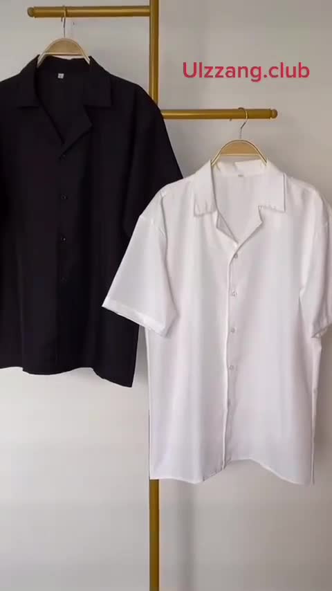 Áo sơ mi tay ngắn nam nữ form rộng - kiểu sơ mi cổ vest unisex Hàn Quốc, chất vải lụa dãn SMVN00 | BigBuy360 - bigbuy360.vn