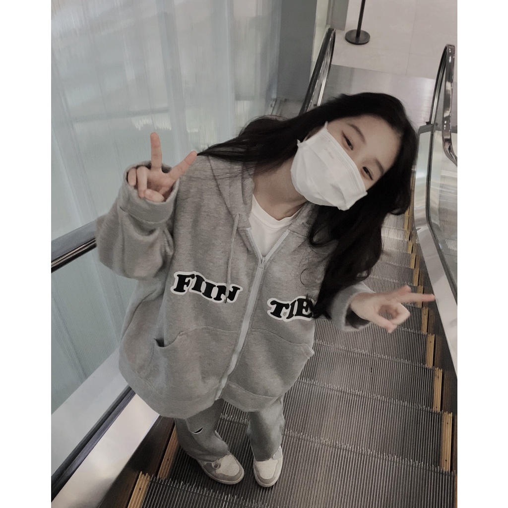 Áo khoác nỉ Hoodie Fiinties xám form rộng ulzzang - Made by Fiin | BigBuy360 - bigbuy360.vn