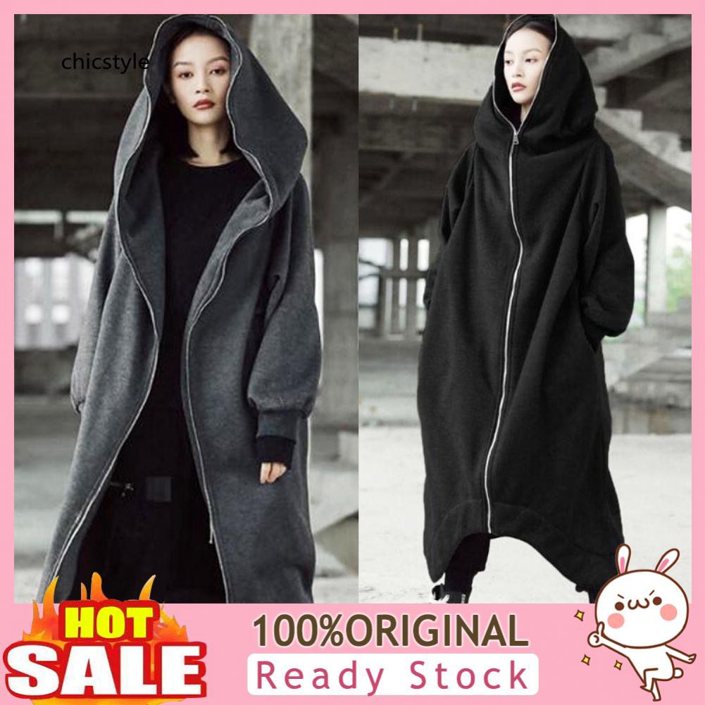 Áo khoác dài dáng rộng có mũ thời trang cá tính