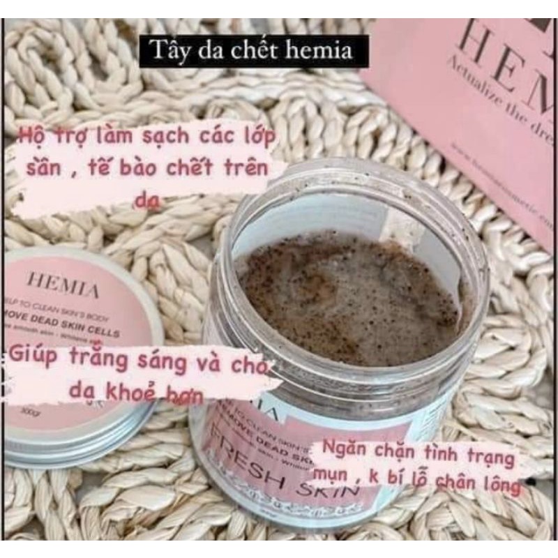 [Chính hãng] Tẩy Da Chết Organic Cafe Sữa Non HEMIA (Dùng cho cả mặt và BODY)