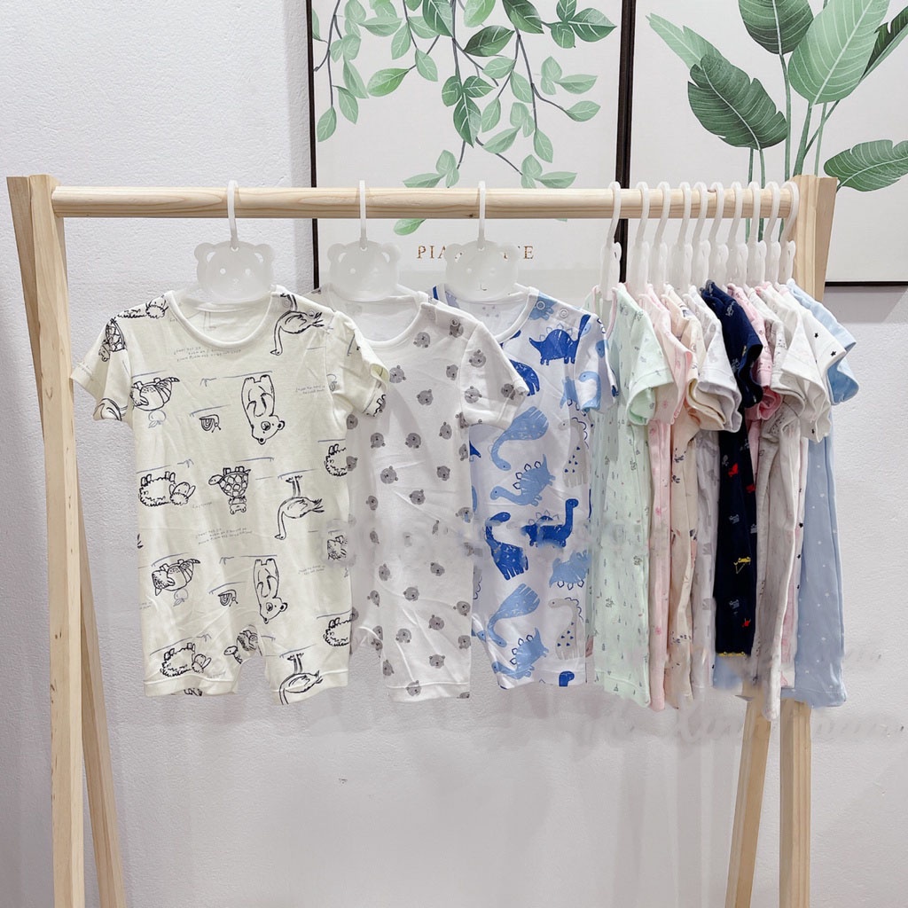 Bodysuit đùi ngắn tay cho bé trai bé gái hàng xuất dư, body áo liền quần cotton mềm mịn thoáng mát