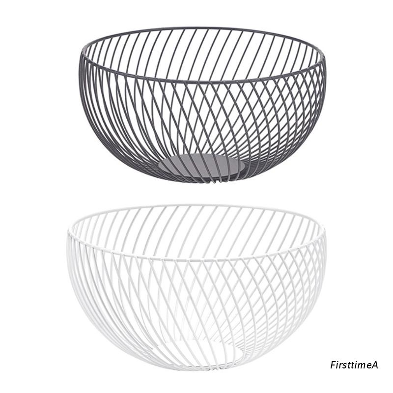fir♞ Nordic Style Metal Wire Fruit Bowl Wrought Iron Art Vegetable Storage Basket Snacks Container Kitchen Counter Organizer
