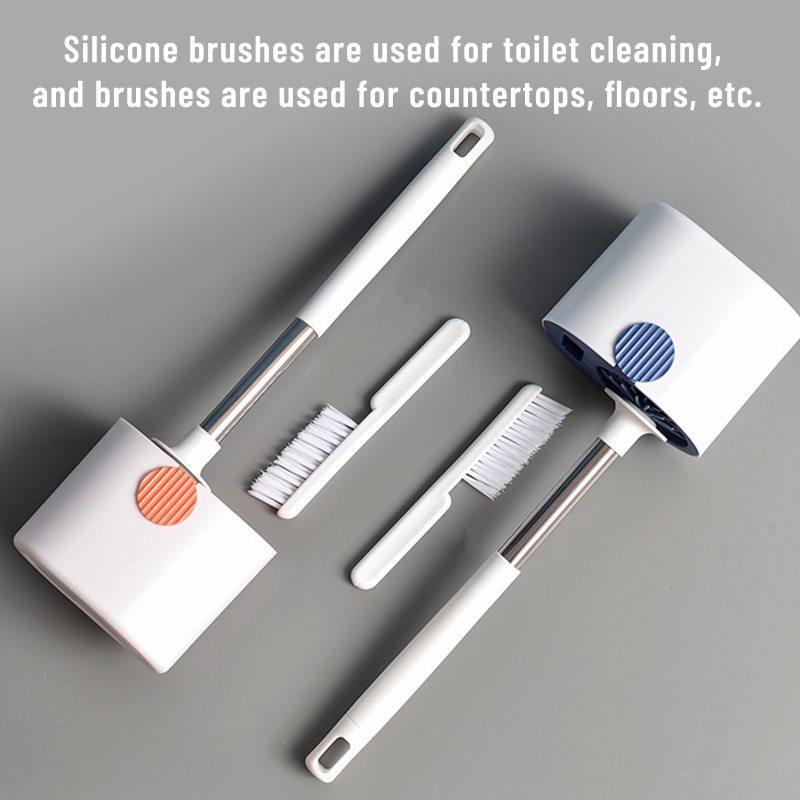 Bàn Chải Vệ Sinh Toilet Lông TPR Mềm Kèm Bàn Chải Nhỏ Dễ Dàng Làm Sạch