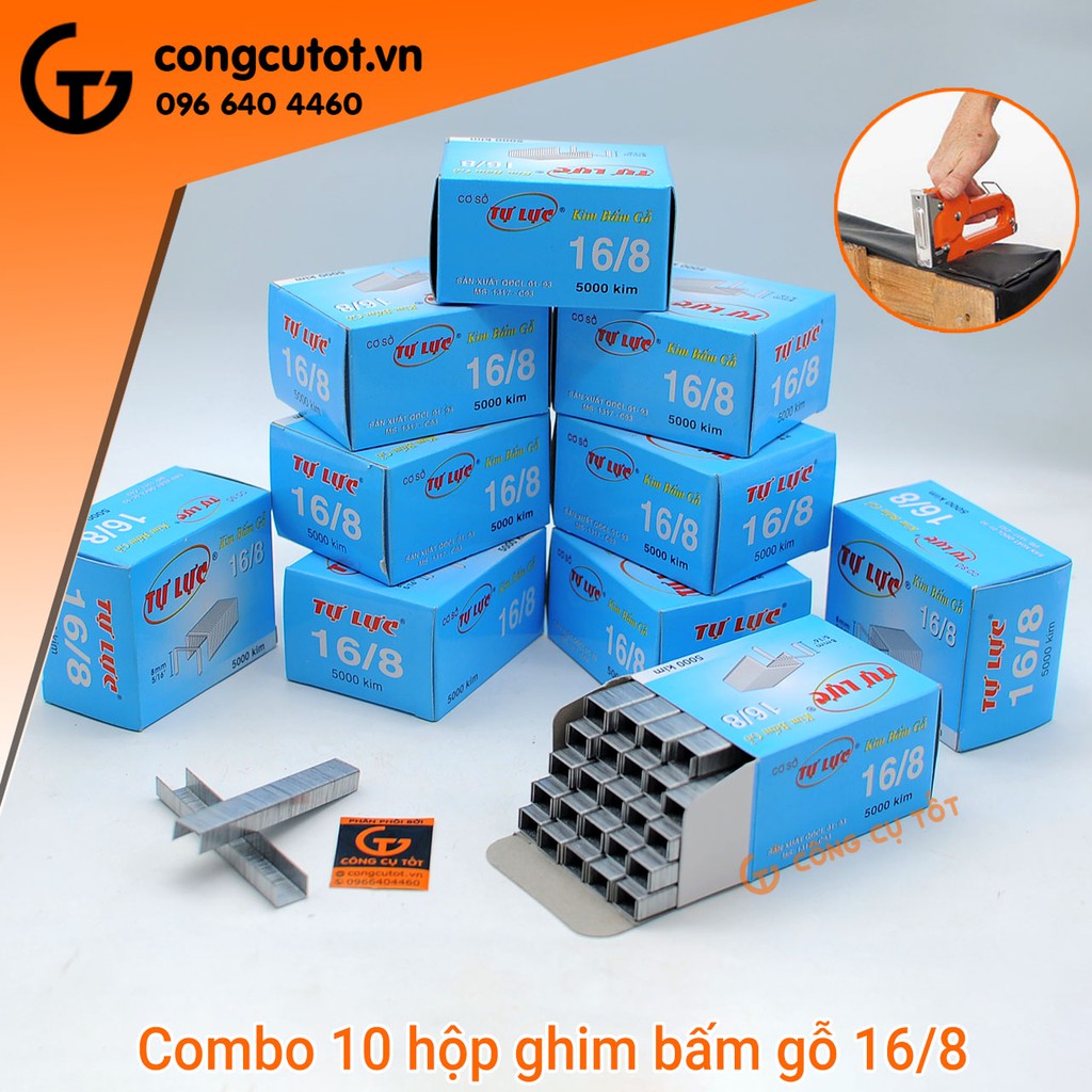 Combo 10 hộp ghim bấm gỗ tự lực 16/8