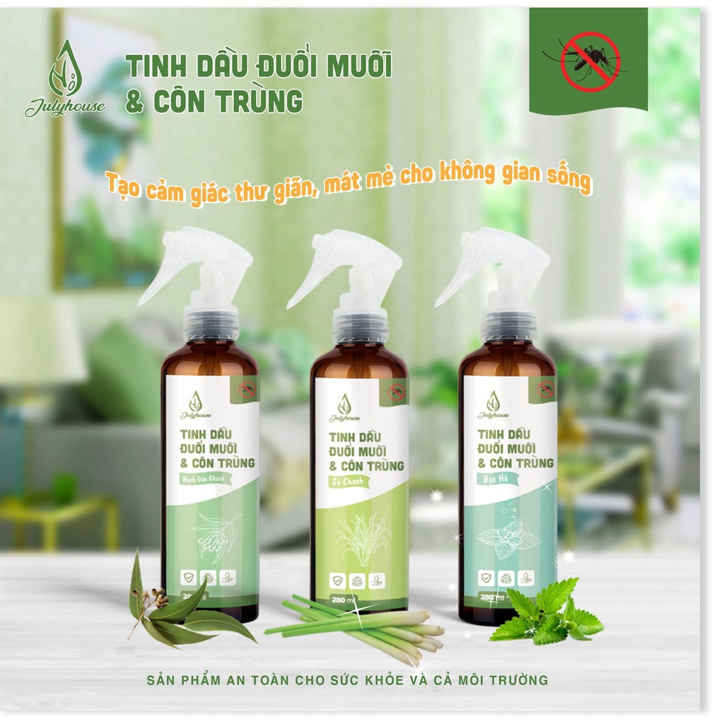 Bình xịt Phòng tinh dầu Hương Cam Ngọt 50ml JULYHOUSE công dụng khử mùi đuổi muỗi và côn trùng hương trái cây dễ chịu