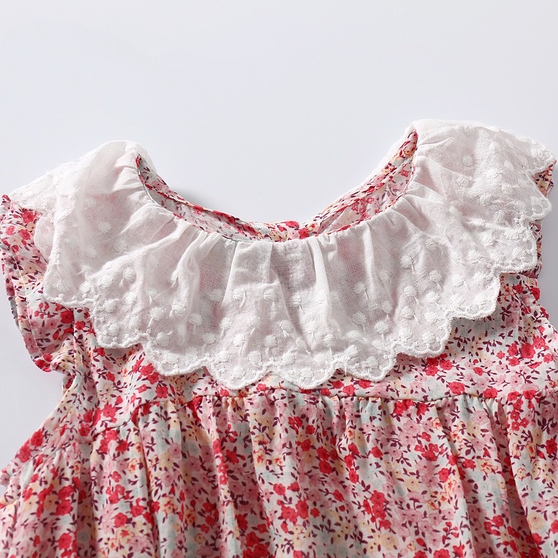 Áo liền quần và băng đô in hoa xinh xắn dễ thương cho bé gái