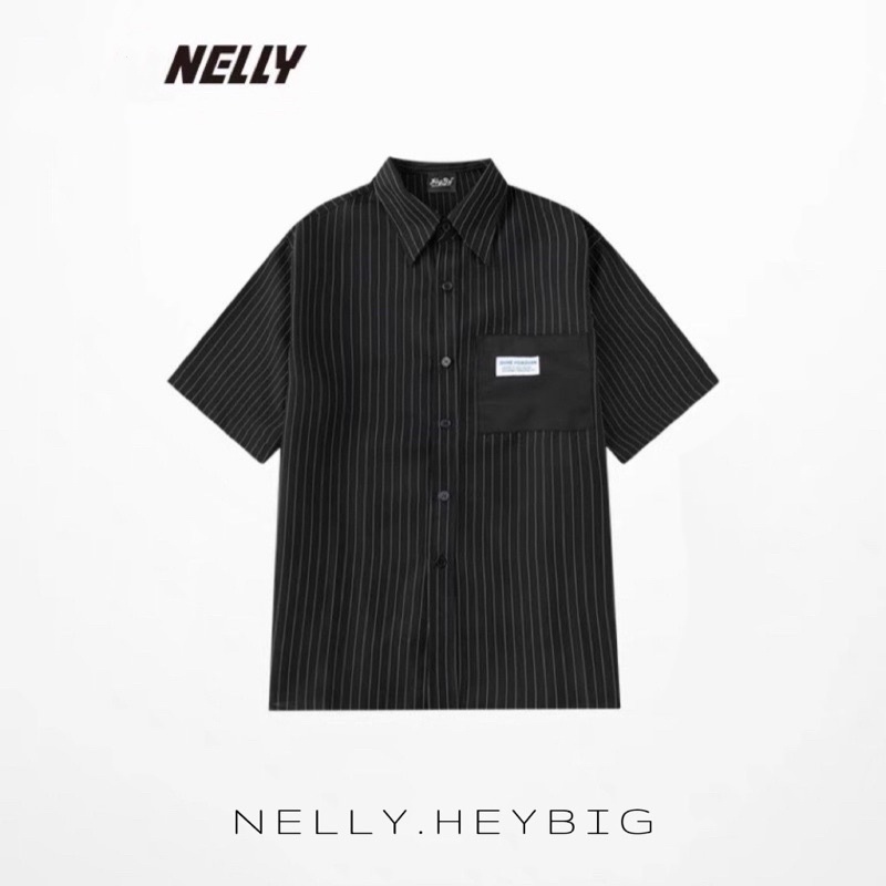 Áo sơ mi kẻ  Nelly Heybig form rộng dành cho nam và nữ 39 11.8