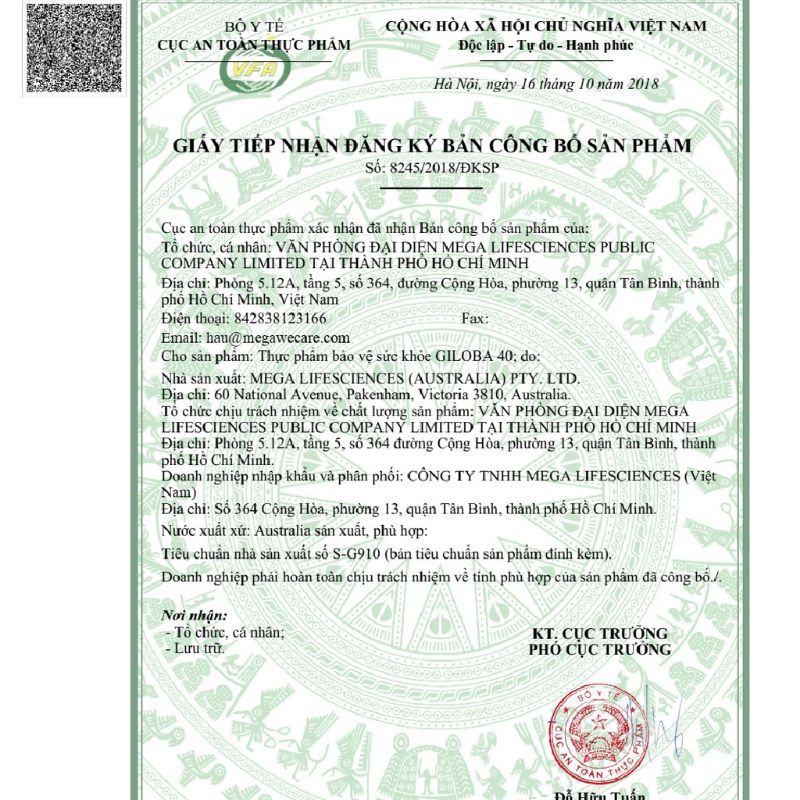 GILOBA 40mg Mega We Care nhập khẩu chính hãng (Hộp 30 viên)