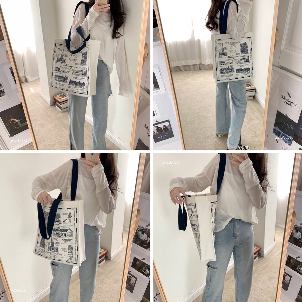 Túi Canvas. Andcici @ Phiên Bản Giới Hạn ~ Túi Xách Canvas Đi Học Cỡ Lớn In Hình Shakespeare UK Cho Nam Và Nữ