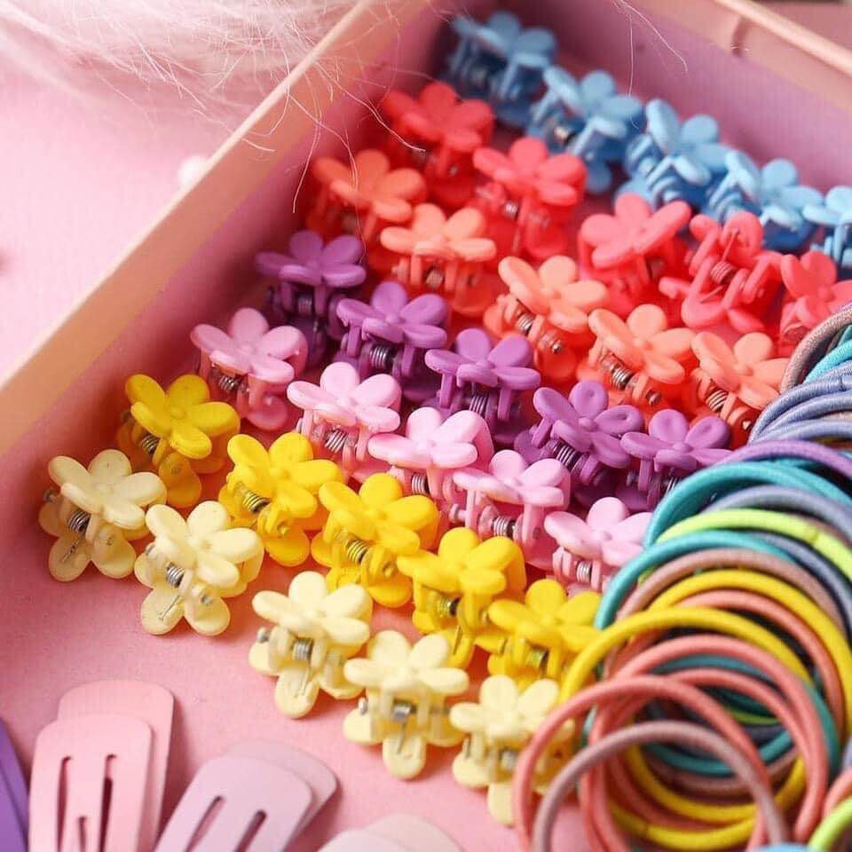Set 400 chun, thun buộc tóc nhiều màu phong cách Hàn quốc cho bé gái D21