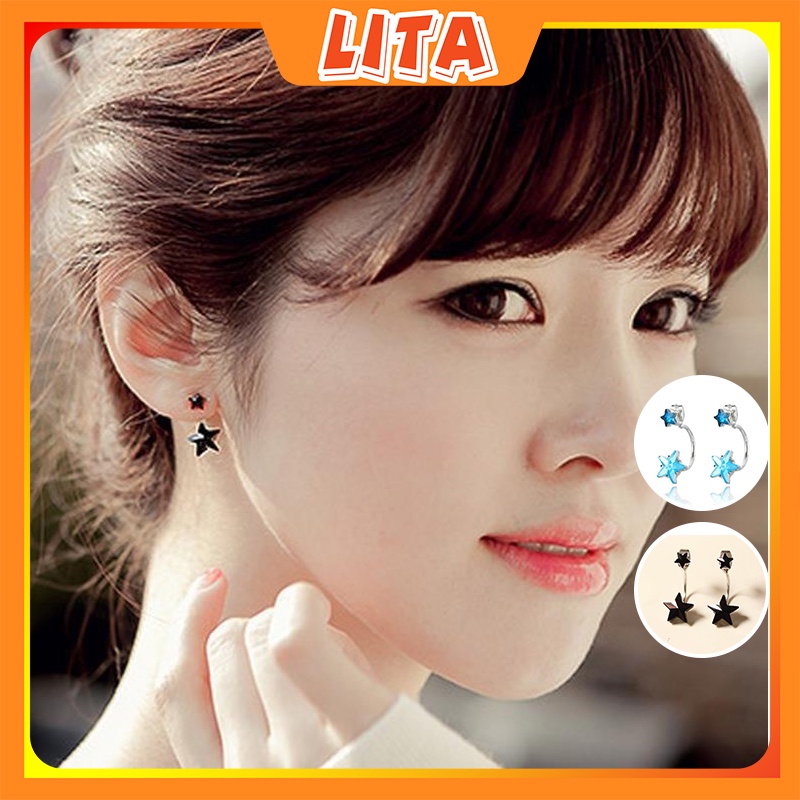 Bông tai vành ngôi sao lấp lánh kiểu dáng Hàn Quốc thích hợp đi tiệc phong cách dễ thương - [LiTa Stores]
