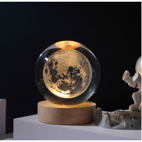 Đèn quả cầu pha lê vũ trụ trang trí bàn làm việc,phòng ngủ