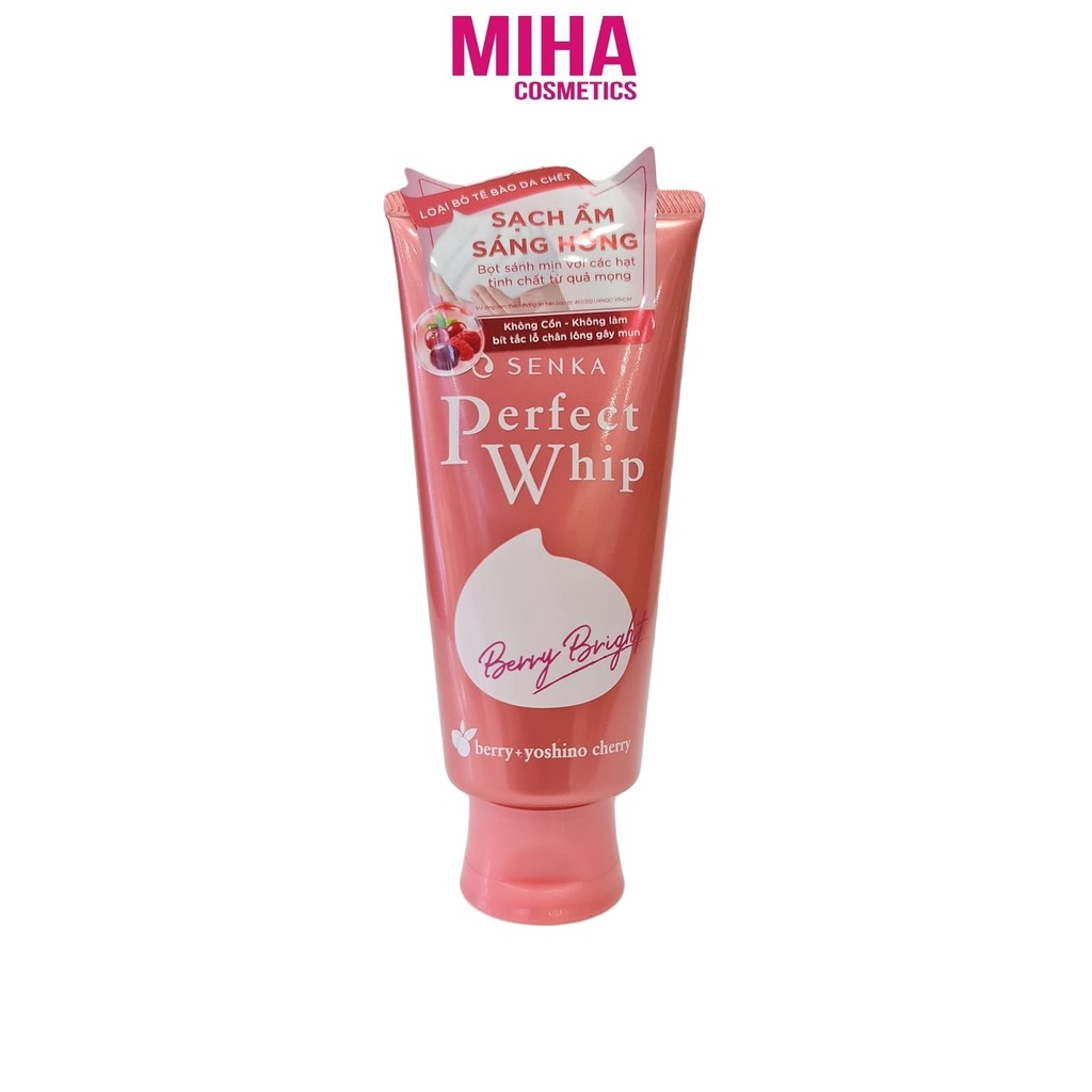 Sữa Rửa Mặt Làm Sạch Sâu &amp; Dưỡng Sáng Hồng Senka Perfect Whip Berry Bright 100g