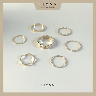 Bộ 7 Chiếc Nhẫn Bạc 925 Mạ Vàng Phong Cách Hàn Quốc Cá Tính – FP0510