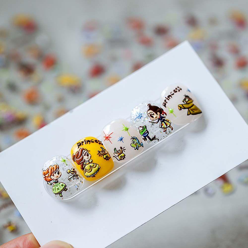 QQMALL Miếng Dán Trang Trí Móng Tay 5D Tự Dính Họa Tiết Công Chúa Thời Trang