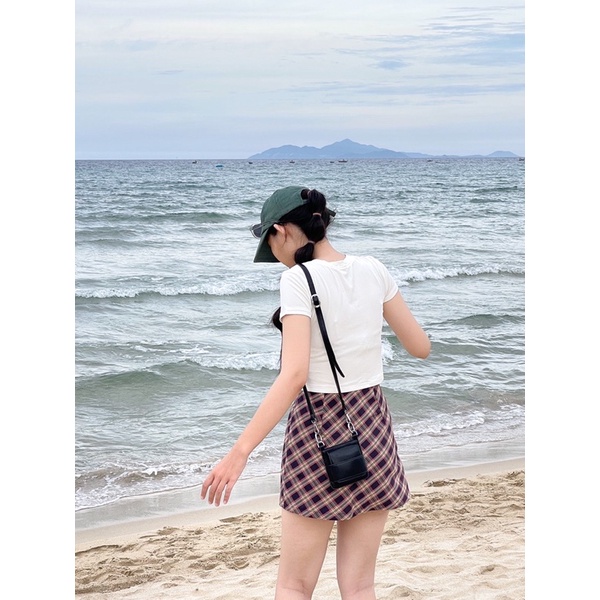 Chân váy caro ngắn dáng chữ A - DELYN