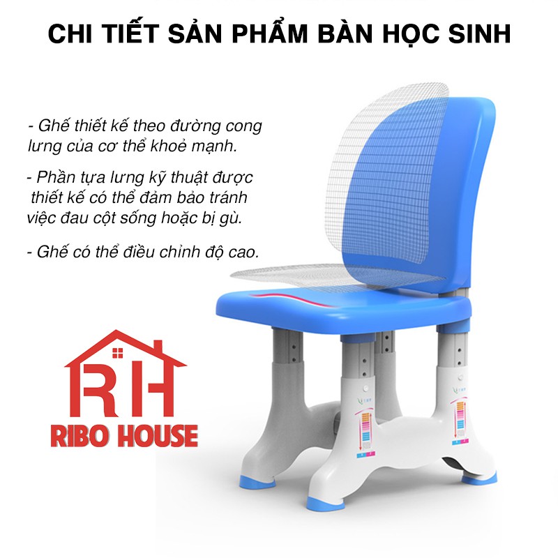 [SIZE 80cm + TẶNG ĐÈN] Bàn học sinh trẻ em RIBO HOUSE bộ bàn học chống gù, chống cận, điều chỉnh độ cao cho bé RIBO138 | BigBuy360 - bigbuy360.vn