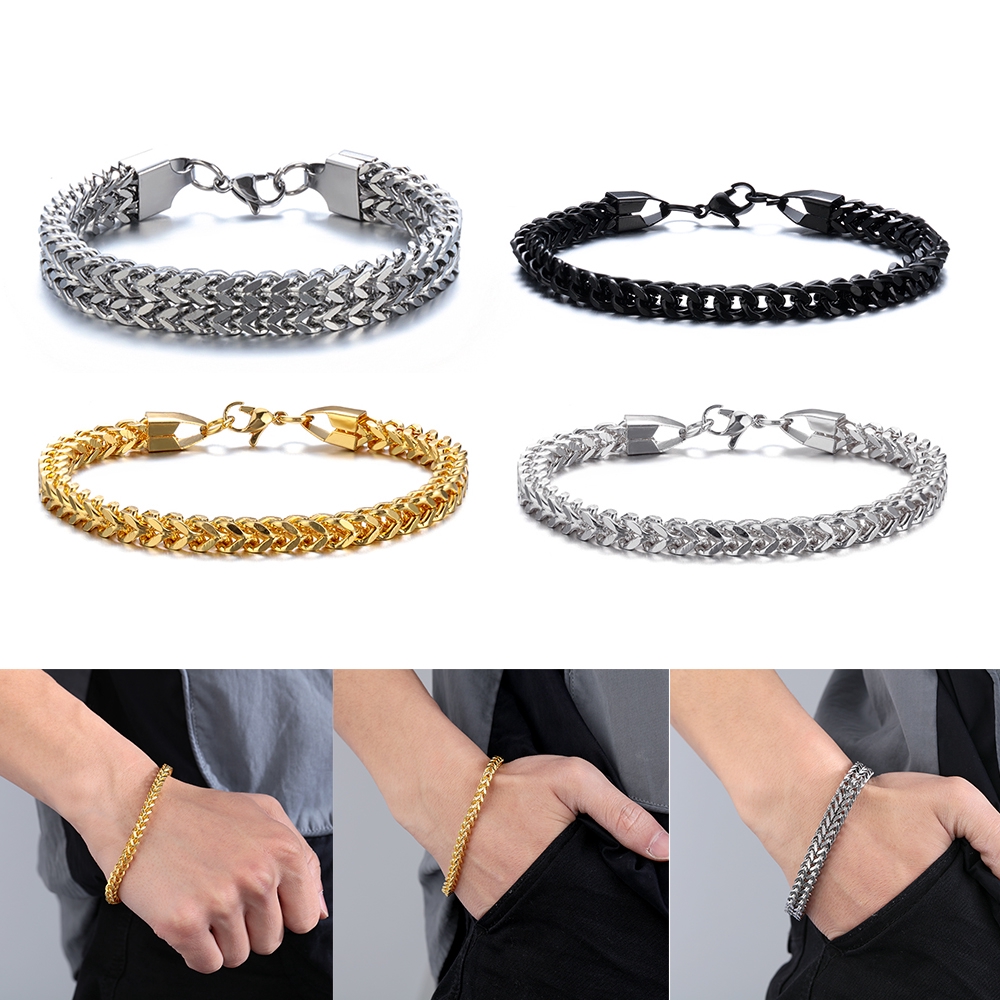 ROSE Color|Black Men Link Chain Gift Bracelet