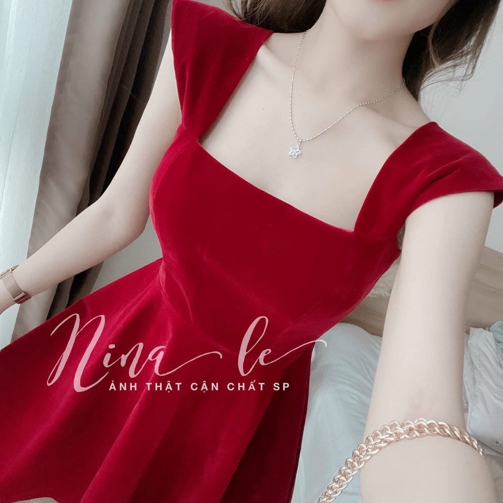 [ Miễn phí ship 2022 ] Đầm đỏ 2 dây cánh tiên, váy dự tiệc dáng xòe màu đỏ trẻ trung, sang trọng giúp nàng nổi bật