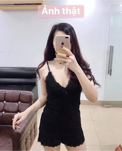 Bộ ren hai dây mặc nhà chất thun tăm mềm mát