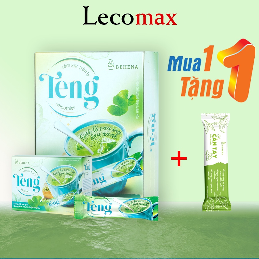 Bột rau má đậu xanh Teng Behena uống liên thanh nhiệt mát gan detox Lecomax BRMDX01