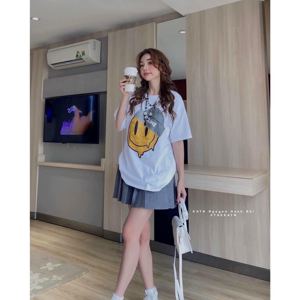 Áo Phông Hình Mặt Cười Unisex,Áo Thun Đôi Cổ Tròn Tay Lỡ Dáng Thụng cực đẹp ZADOLA FASHION