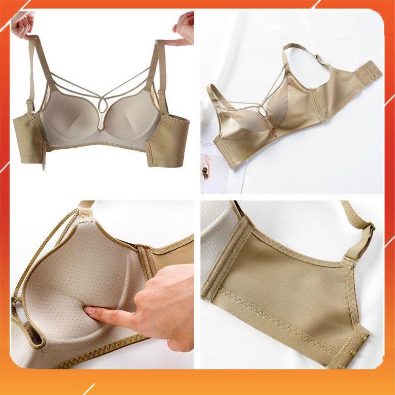 Áo lót nữ không gọng cup chéo bản to đệm mút vừa phối lụa cao cấp A5373